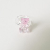 글루링 접착제링 라스트 레이디 새로운 패션 캔디 색상 여성 반지 투명 수지 귀여운 곰 창의력 보석 파티, 23 JH0542