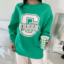 청평화 보레든 박시 프린팅 기모 라운드넥 맨투맨
