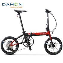 Dahon K3plus 16 인치 미니 초경량 가변 속도 디스크 브레이크 접이식 자전거 성인 남녀 자전거, 블랙 레드