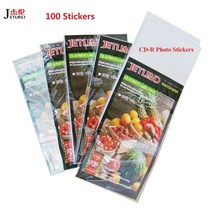 사진인화기 가정용프린터기 핸드폰사진인화기JETLAND CD-R 광택 사진 스티커 50 장 100 라벨 CD 인쇄 잉크, 02 3 packs
