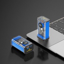 캠핑파워뱅크 인산철 20000Mah 보조베터리 펑크 스타일 완전 투명 전원 상자 22.5W 초고속 충전 내장 Led, 06 Blue_02 20000mah