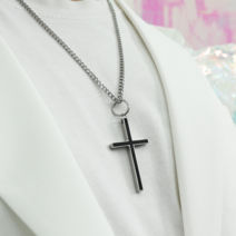 티키타 남자 십자가 목걸이 블랙 펜던트 체인 써지컬 스트릿 패션 big black cross