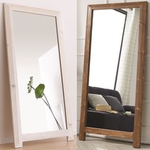 프리원 화이트 월넛원목 전신거울, 715화이트