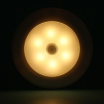 동작감지 접착식 화이트원형 LED 센서등 웜색