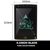 드로잉패드 액정타블렛 웹툰그리기패드 어린이 매직 칠판 LCD 드로잉 태블릿 보드 디지털 전자 쓰기 패드 페인팅 도구 교육 완구, 한개옵션1, [01] 8.5inch Black