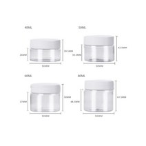 플라스틱 용기 30ml40ml50ml60ml80ml 뚜껑이 있는 투명 플라스틱 항아리 리필 가능한 흰색 캡 빈 화장품 용기 여행 샘플 병, 60ml, 하얀 모자