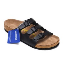 버켄스.탁 Birkenstoc.k 인조 가죽 코르크 바닥 삼단 비치 슬리퍼 남녀 동일