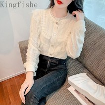 [Kingfishe]여성 레이스 블라우스 프릴 블라우스 nb6 68720