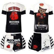 복싱복 킥복싱복장 MMA 복싱 스포츠 피트니스 짐 세트 개성 있는 통기성 루즈 대형 반바