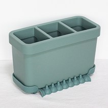 열탕 소독 OK 물빠짐 OK 국산 실리콘 3단 분리 3구 수저통, 인디그린, 1개