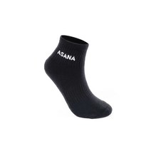 아사나 쿼터 파일 쿠션 삭스 러닝 여성 스포츠 양말, 여성용(225-245), 블랙(Black)