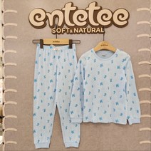 앙떼떼 NC경산점 [로고 뱀부 9부내의] 부드러운감촉 저자극 친환경천연섬유 간절기 봄 가을 내복 실내복 잠옷 남아 공용 초등학생 블루