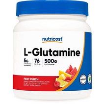 Nutricost 뉴트리코스트 L글루타민 과일 파우더 프루트 펀치 500g, Fruit Punch, 500 Gram