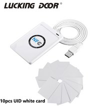 rfid 판독기 acr122u nfc 비접촉식 스마트 ic 카드 및 작성기 복사기 10pcs uid 변경 가능한 태그 키 fob, Writer 10 카드