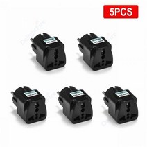 3/5/10/20pcs 미국 EU 여행 어댑터 KR 플러그 AU 영국 범용 4.8mm 변환기 전원 소켓 전기, 06 5pcs Black_01 EU PLUG