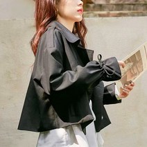 UPPERCUT 루즈핏 소매 스트링 숏 트렌치 코트 봄 가을 자켓