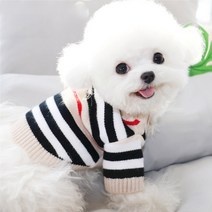 모모도퀸 레드포인트 단가라 가디건 애견아우터, 아이보리