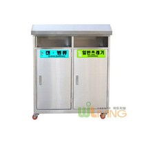 휴지통 실외용분리수거함 삼각지붕2분류 835x400x1100 60L, 선택:PP내통, 단품