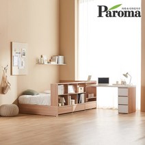파로마 큐브 책장형 수납침대SS+책상_프레임만_착불, 오크 + 책장만