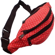 Topkids Accessories 패션 범 백 플로럴 범백 페스티벌 여성용 여행 가방 허리 패니 팩 성인 여성 남성용 플라밍고 라이트 블루 백 493098, Polka Dot Red