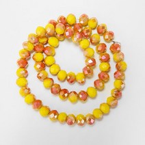 2 가지 톤 색상 크리스탈 론델 유리 면 처리 비즈 쥬얼리 제작 Diy 액세서리 1 가닥, [04] 6x8mm-68pcs, [15] yellow smoke