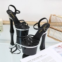 Ogfaour 쓰는공간 가보시부티힐 모델 하이힐 패션쇼 여자 18CM 청키힐샌들 20 공분 모터쇼 드레스슈즈 웨딩드레스 카메라 실버