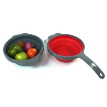 실리콘 접이식 채반 양손형 한손형 야채 과일 건지기