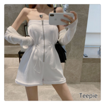 티피/Teepie여성 여름 루즈핏 튜브톱 점프슈트 반바지