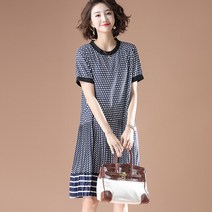 [오늘발송] 스타일아유 여성 여름 라운드넥 플리츠 반팔 기하학 패턴 무늬 주름 미디 원피스[AYG6OP0038]