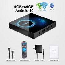 안드로이드티비 Android TV Box t95 android 10.0 smart tv box allwinner h616 quad core 2.4g wifi 6k set, 영국 플러그, 4GB 64GB bt 5.0
