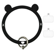 루이스 소프트 실리콘 스마트폰 스트랩 걸이 손목 밴드 링 귀여운 핸드링 투명 컷팅태그 홀더 2개 증정, 04-블랙