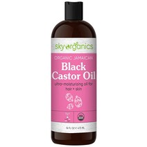 Sky Organics 모발 및 피부용 유기농 블랙 캐스터 오일 100% 순수 냉압착 USDA 인증 유기농 보습 영양 부드러움 473.2ml(16온스)133402