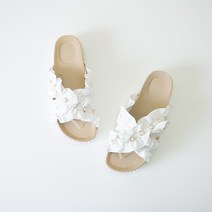 르본디 여성 진주 프릴 슬리퍼 실내화 국내제작 3cm