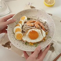 브런치 홈 카페 플레이팅 접시 샐러드 브런치 인스타 감성 그릇 볼 싸고 예쁜 수프 세라믹 분식집 아울렛 브랜드 남대문 시장 파스타, 크림 화이트 22.5cm