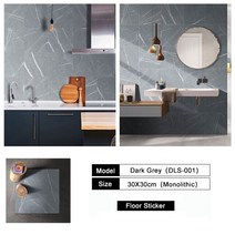 Grey Marble Floor Sticker Self Adhesive Waterproof Wall Kitchen Living Room Ground Tiles Easy to Ins, 01 001_01 30x30cm