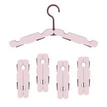 레브홈 걸어바 접이식 여행용 옷걸이 수납 출장 속옷 양말 집게, 5개, 핑크