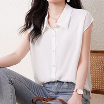 [CESS] 7908 냉감새틴 카라 민소매블라우스