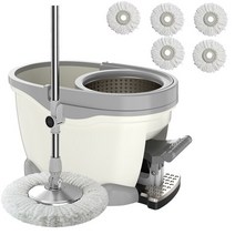 스핀 버킷 디럭스 바닥 청소 시스템 극세사 교체 헤드 130cm 확장 핸들 가정, 03 Mop with 3 cloth