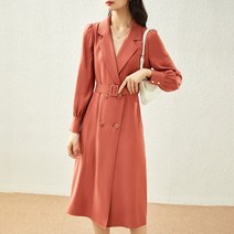 하프기장원피스 아직 모두 보다 끌기 가을 겨울수트 트렌치코트 식 버블 소매 셋업 미드 롱원피스 여성 3523882715