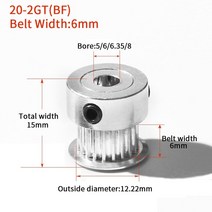 도르래 베어링 3D 프린터 부품 액세서리 GT2 20 치아 보어 4/5/6/635/8mm 2GT 타이밍 알루미늄 풀리 GT26/10mm 오픈 동기 벨트에 적합, 5mm, 6mm, 100pcs