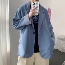 남성용 정장 일반 정장 재킷 얇은 주름 방지 캐주얼 간단한 정장 대학 스타일 스트라이프 커프 솔리드 컬러 정장