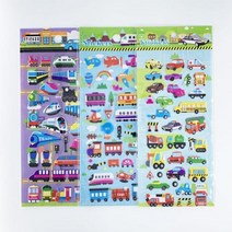 자동차 키 케이스 홀더 커버 링 열쇠고리 어린이 3D 만화 운송 기차 비행기 스티커 3 장세트 소년 DIY 버블 PVC 스크랩북 학습 완구, style B