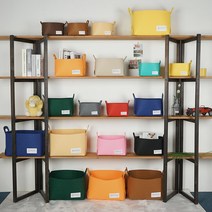 홈바내쓰 패브릭 바구니 펠트 수납 장난감 정리 바스켓 책장 수납바구니, L, 초코브라운