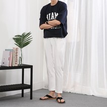 오버나인 남성용 린넨 스판 밴딩 팬츠