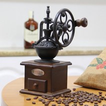 원두가는기계 수동커피그라인더 원두분쇄기 수동 커피 그라인더 빈티지 스타일 나무 커피 콩 밀 그라인딩 관람차 디자인 핸드 커피 메이커 기계, 없음