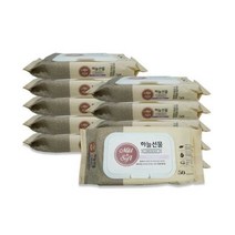 하늘선물 물티슈 50매 캡형 10개 신생아 저자극물티슈, 10팩