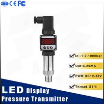 공구 LED 디스플레이 압력 송신기 G1/4 스레드 4-20mA 출력 공기 수압 오일 유압 센서 DC24V, [20] Others, [01] M20-1.5, 01 -1-1bar_01 M20-1.5