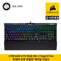 커세어 K70 RGB MK.2 Rapid Fire 게이밍 기계식 은축(한글 104키배열) 게이밍키보드 CORSAIR 공식판매점, 커세어 K70 RGB MK.2 Rapid Fire 게이밍 기계식 은축(한글, 104키배열) 게이밍키보드, 일반형