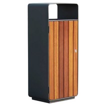 펜션 마당 휴지통 원목 야외 공원 사무실 쓰레기통, 03 스텐 스틸 PS 목재