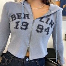 4color 베를린 투웨이 후드 집업 양지퍼 레터링 크롭 캐주얼룩 와플 봄 가을 점퍼 berlin two way lettering crop jumper
